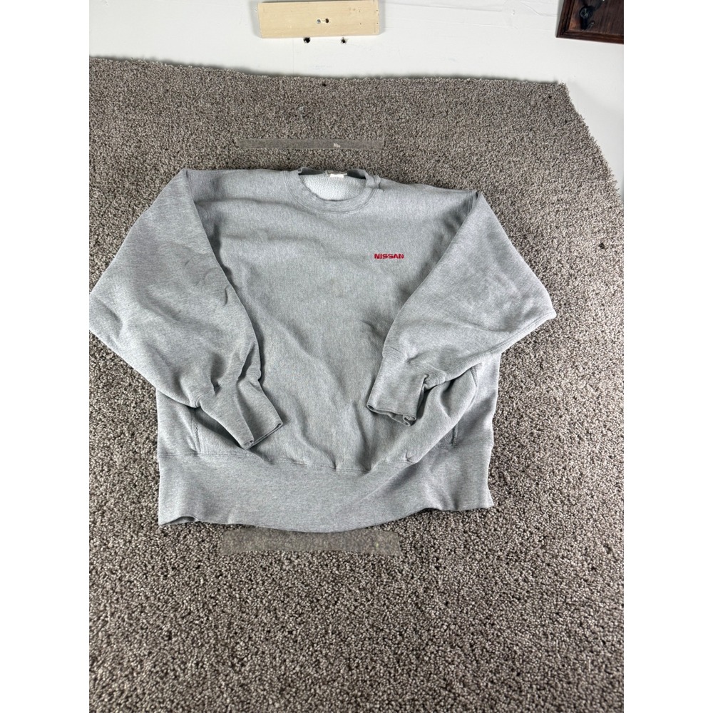 Vintage Lee Nissan Heavyweight‎ Sweatshirt Mens Gray Reverse Weave Pullover L